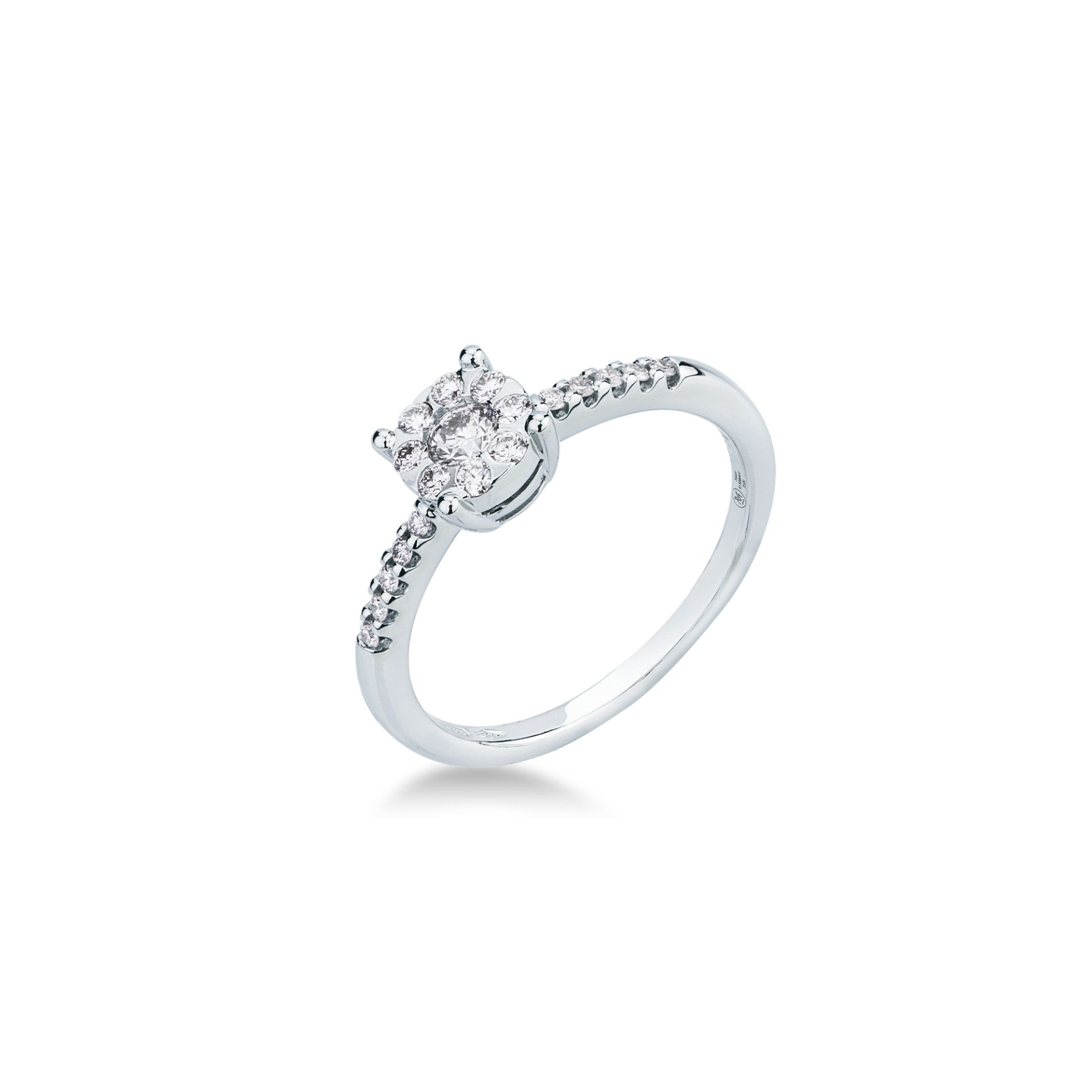 Ring with diamond in white gold