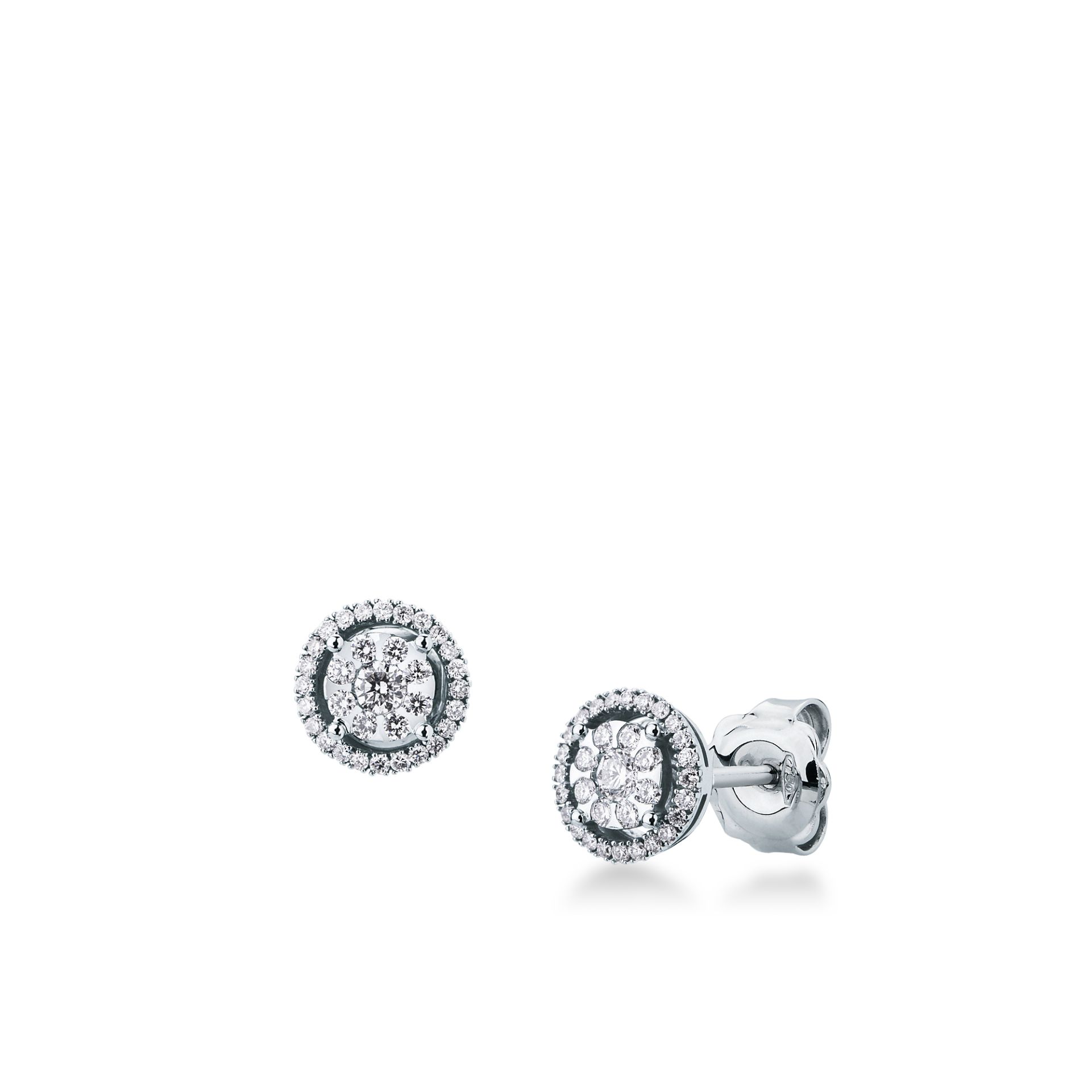 Pair of hinged earrings with diamond in white gold