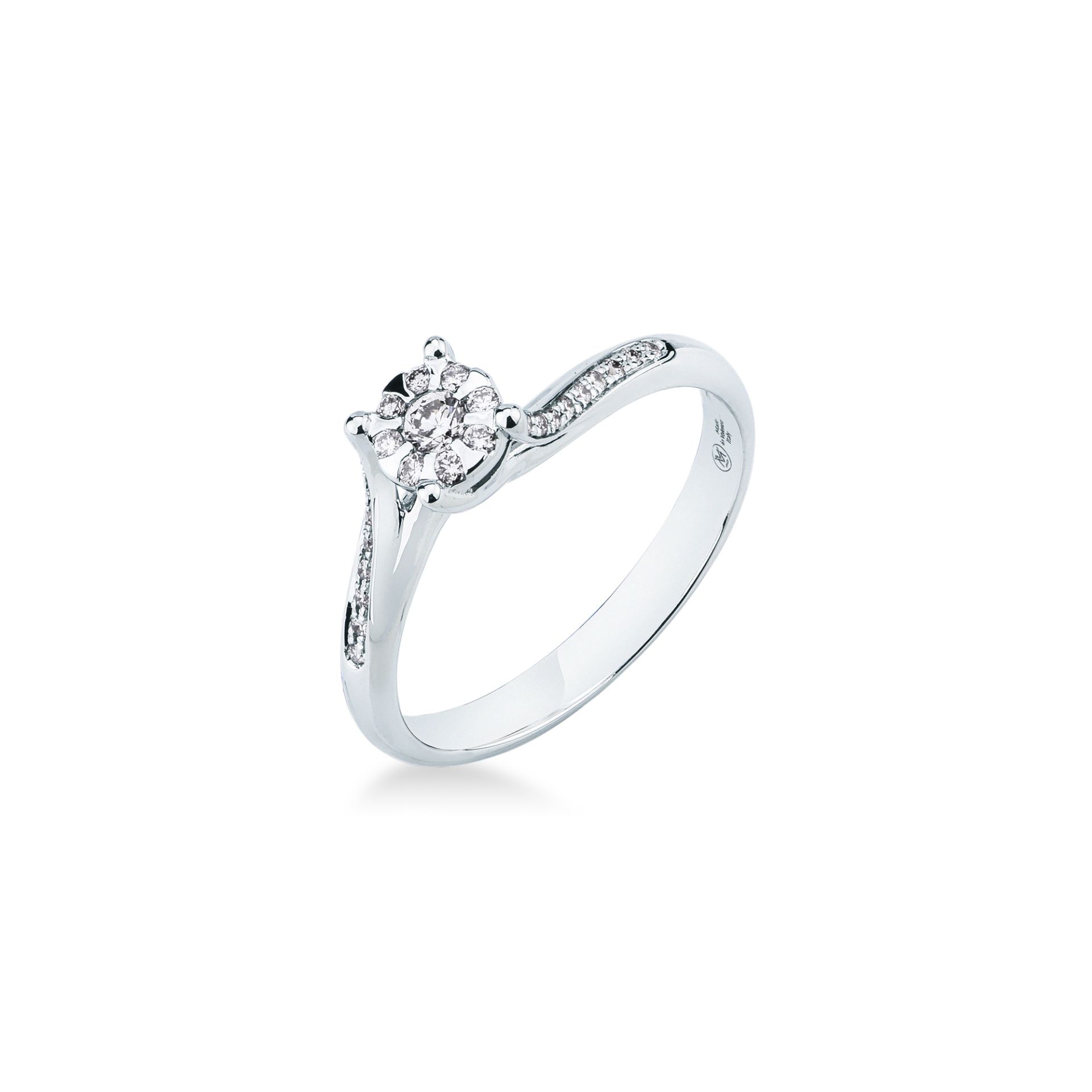 Ring with diamond in white gold