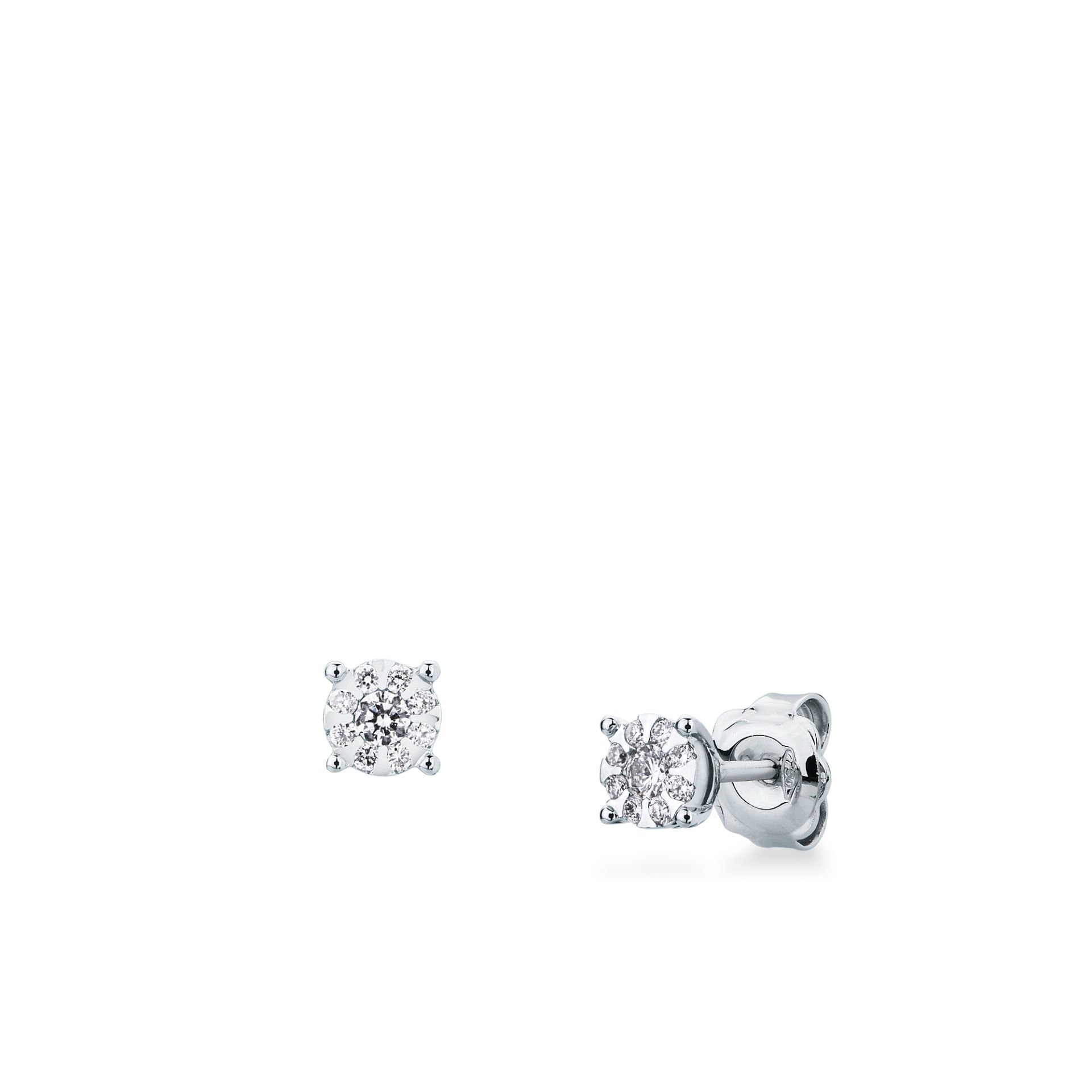 Pair of hinged earrings with diamond in white gold