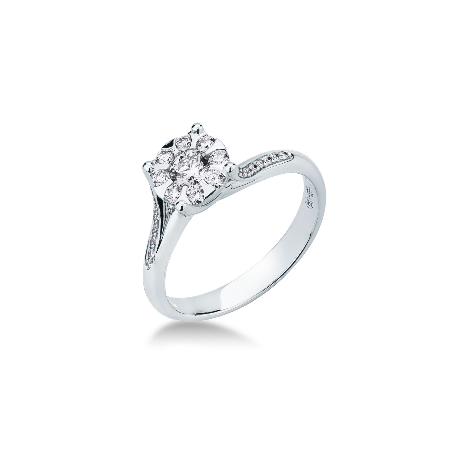 Ring with diamond in white gold