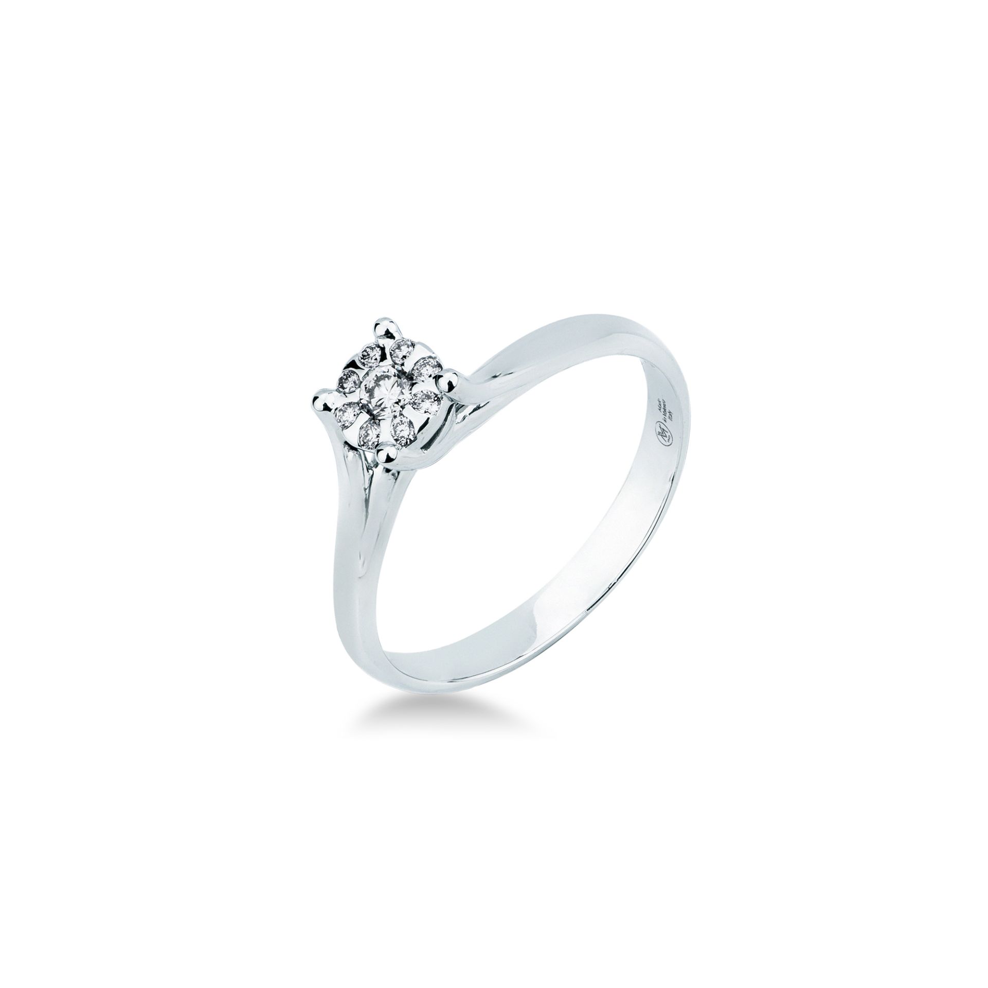 Ring with diamond in white gold
