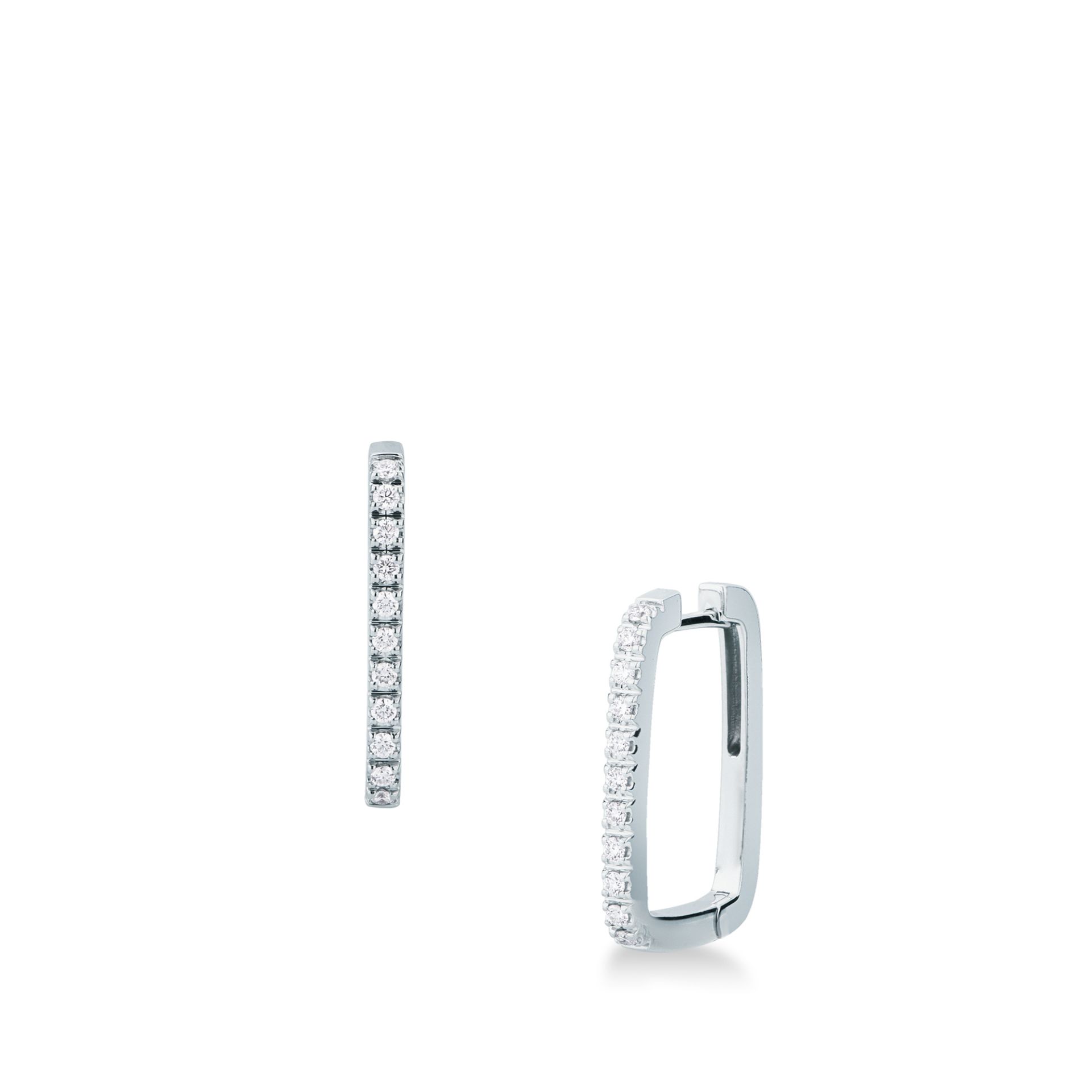 Hinged earrings with diamond in white gold