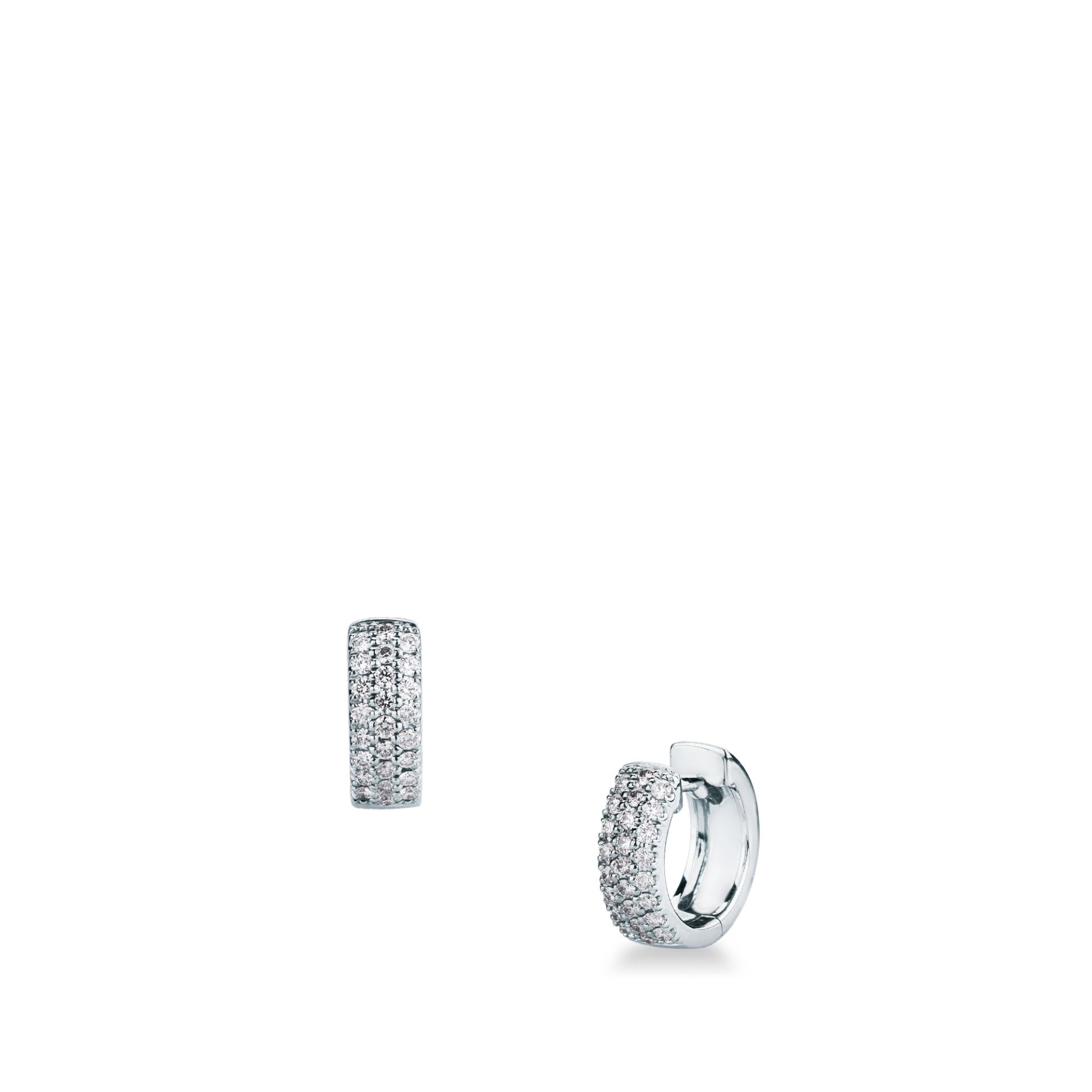Pair of hinged earrings with diamond in white gold