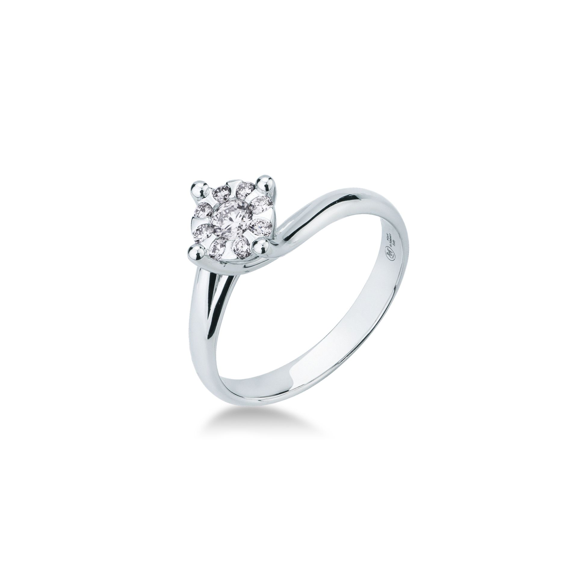 Ring with diamond in white gold