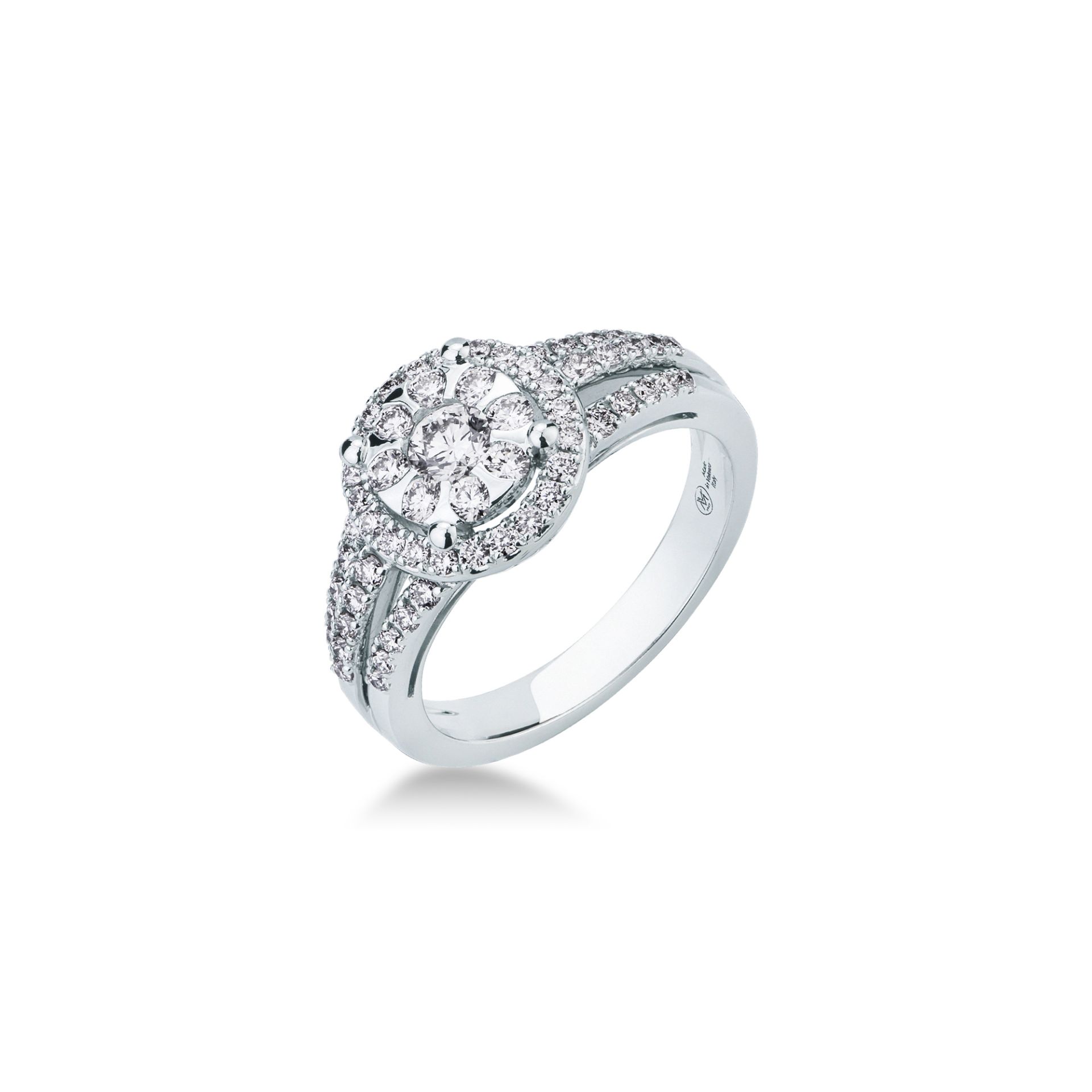 Ring with diamond in white gold