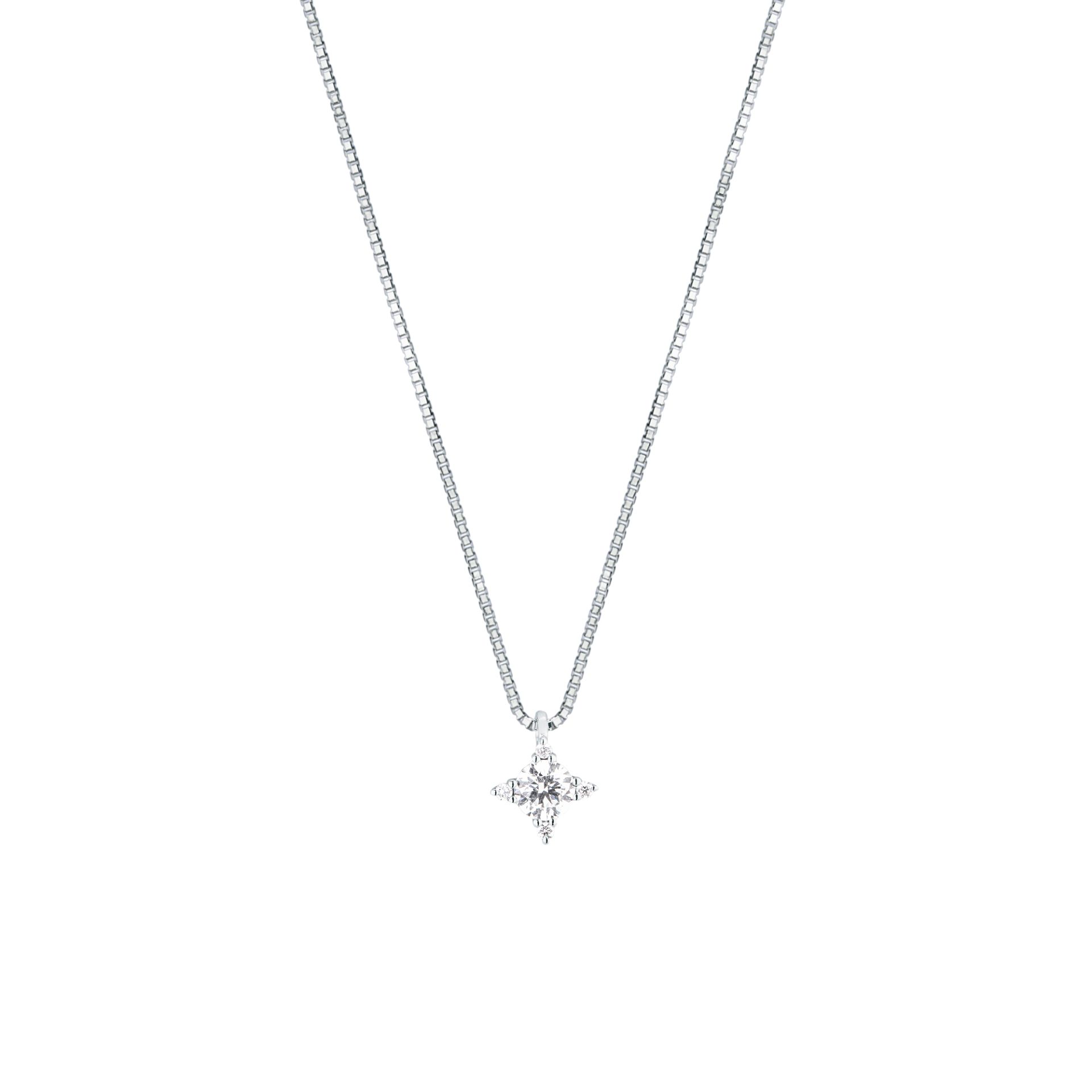 Necklace with diamond in white gold