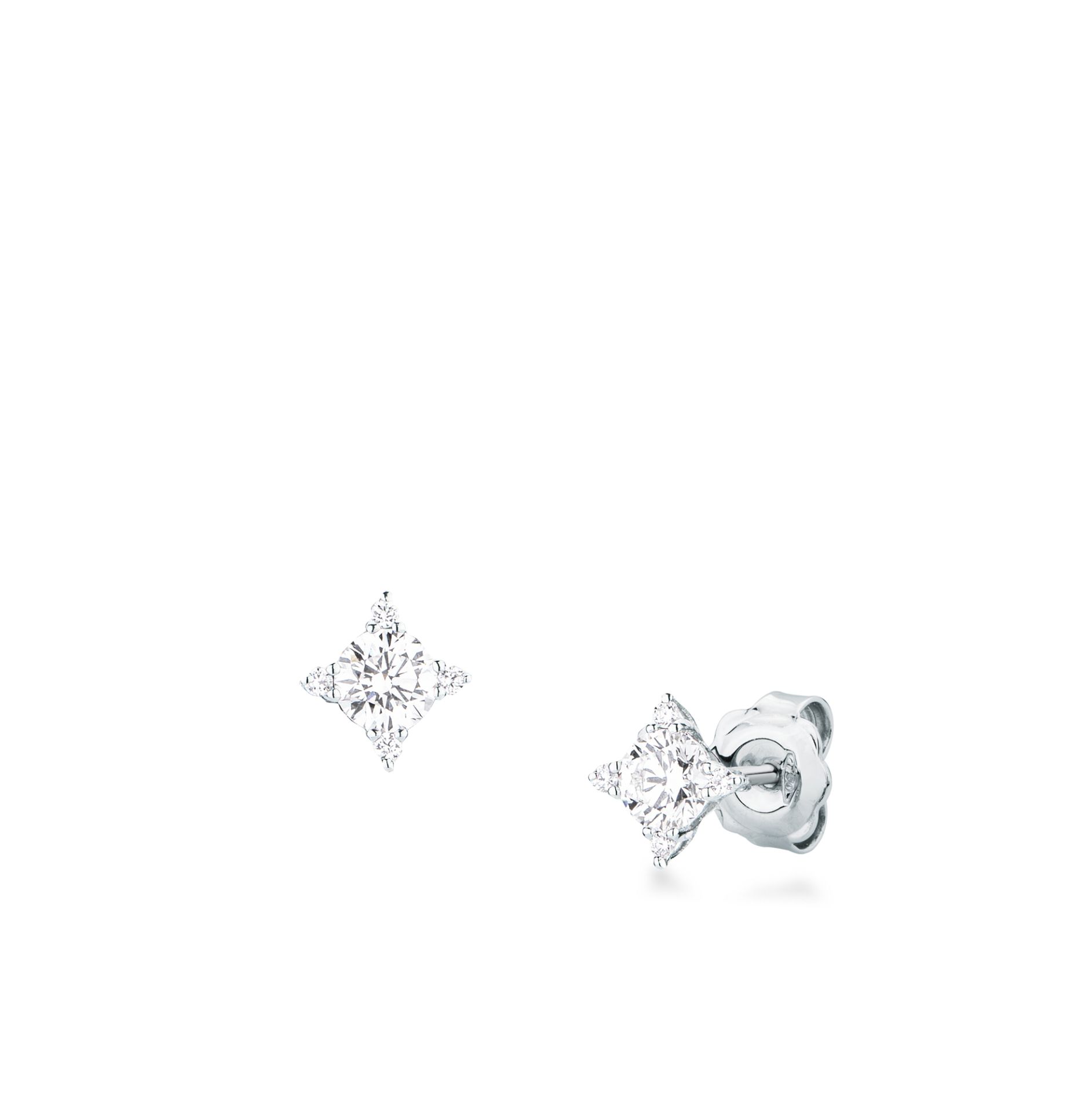 Pair of hinged earrings with diamond in white gold