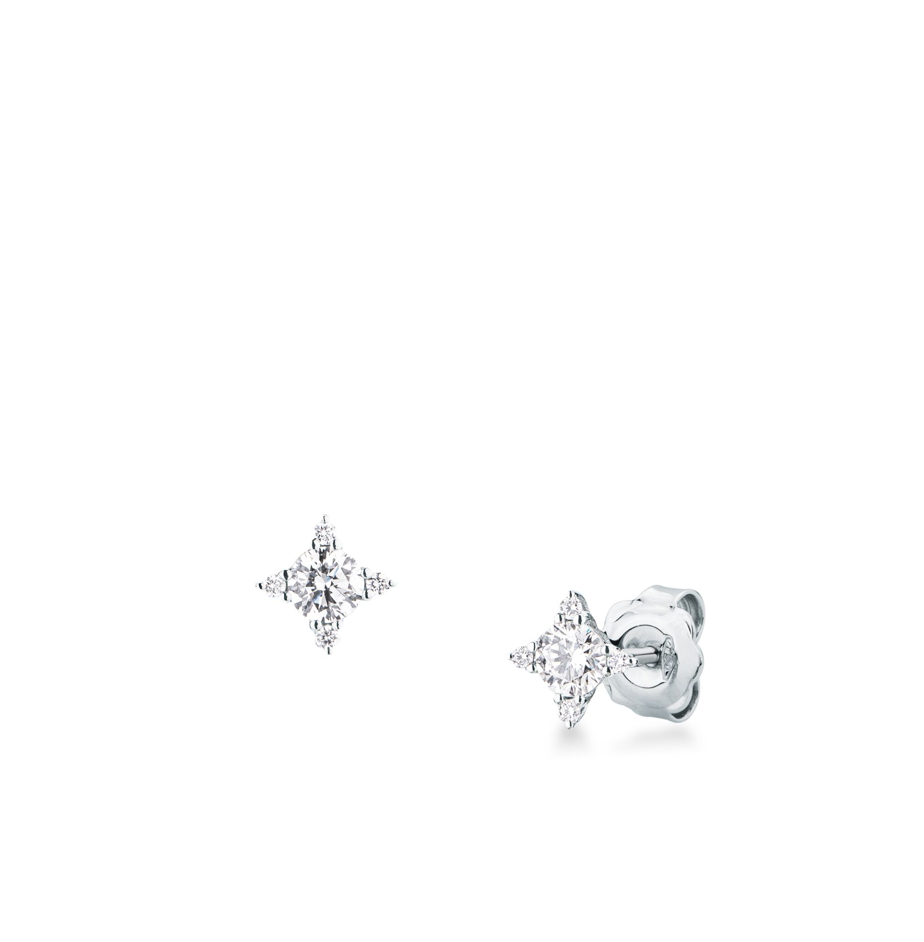 Pair of hinged earrings with diamond in white gold