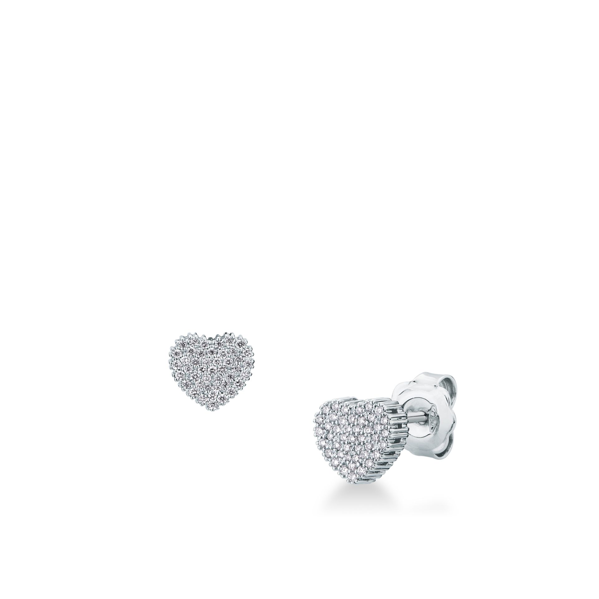 Paio Orecchini a scatto con Diamante in Oro Bianco