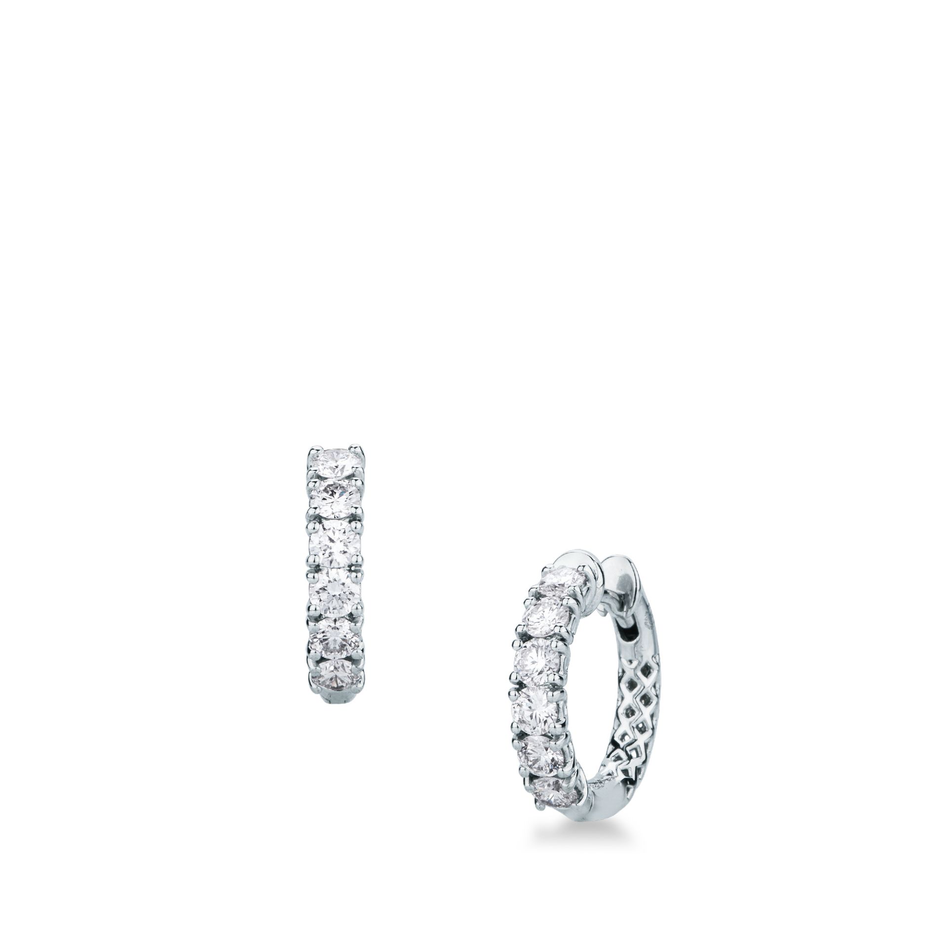 Paio Orecchini a scatto con Diamante in Oro Bianco