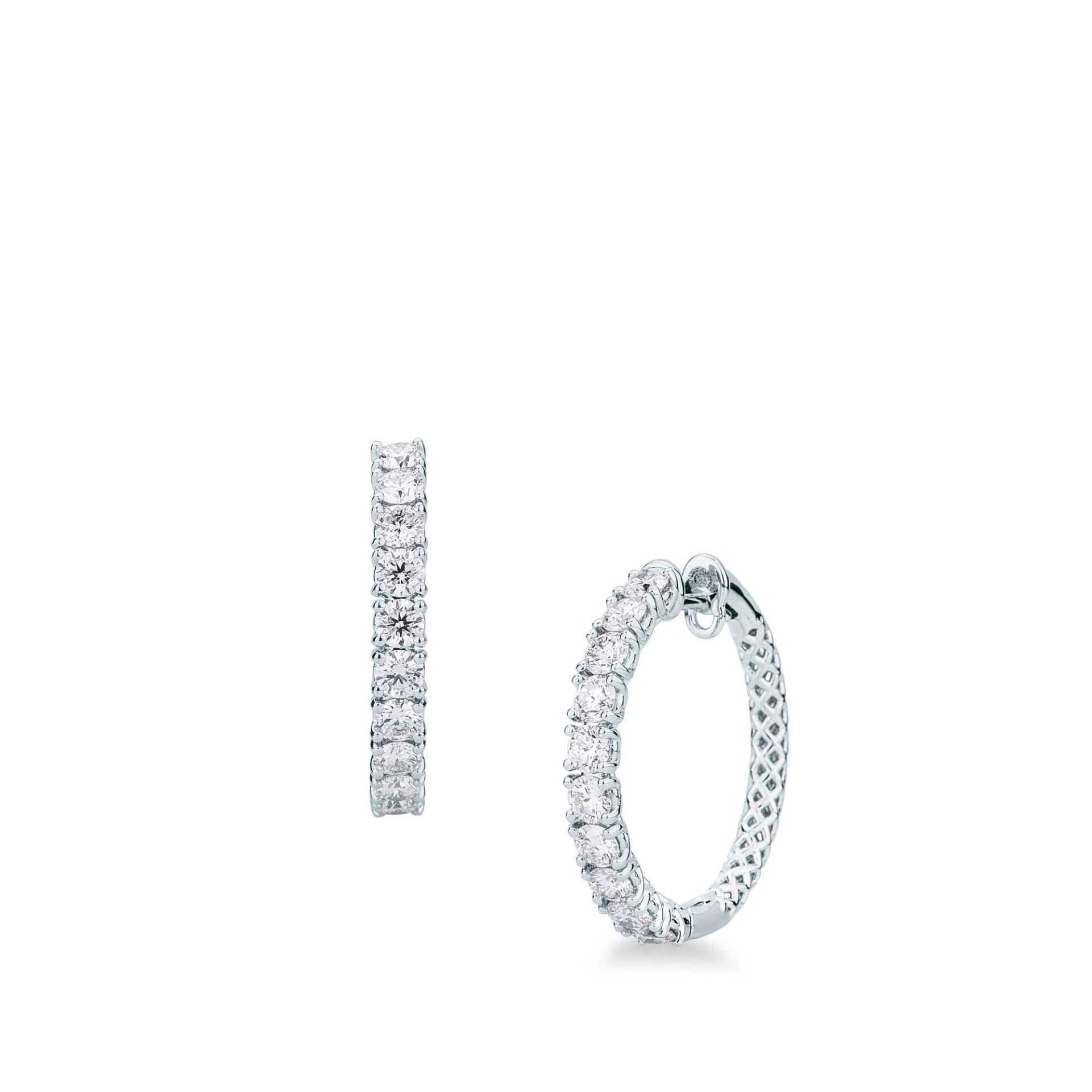Paio Orecchini a scatto con Diamante in Oro Bianco