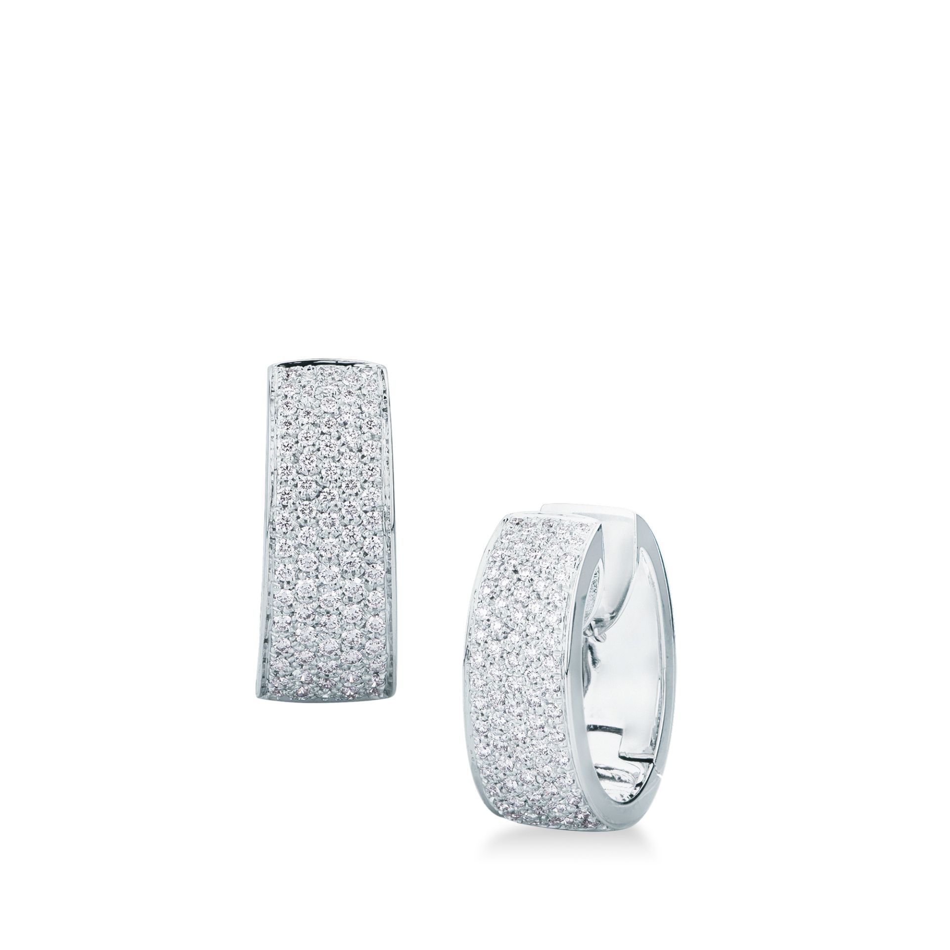 Pareja de pendientes de ballestilla con diamante en oro blanco