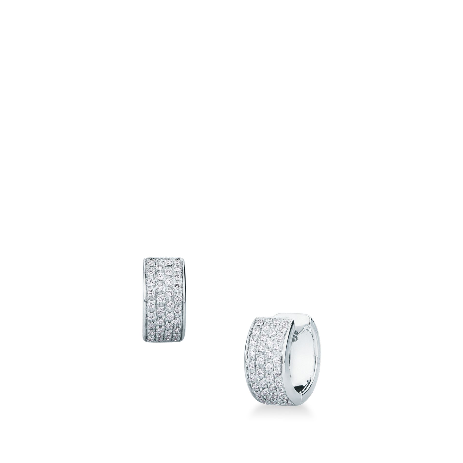 Paio Orecchini a scatto con Diamante in Oro Bianco