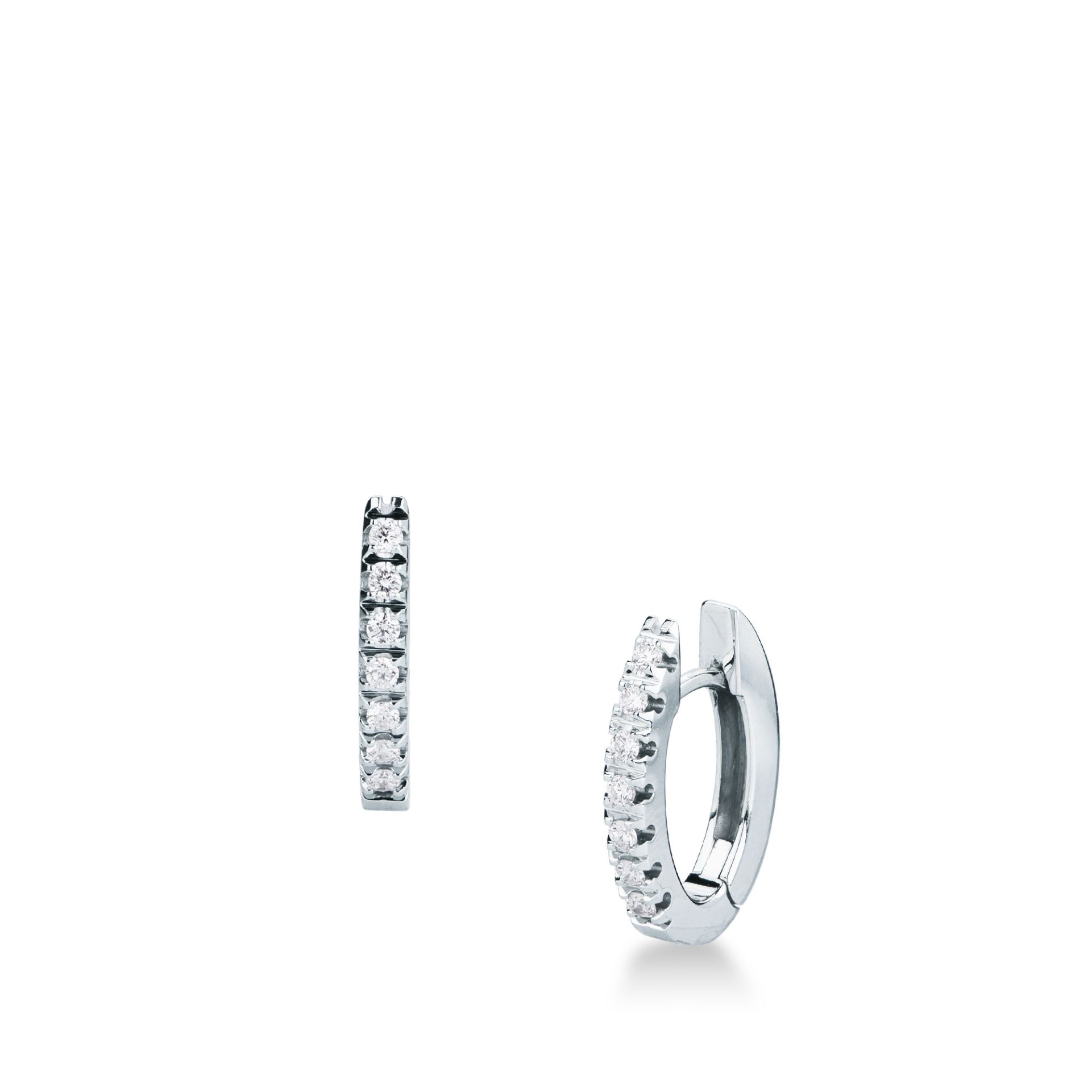 Paio Orecchini a scatto con Diamante in Oro Bianco