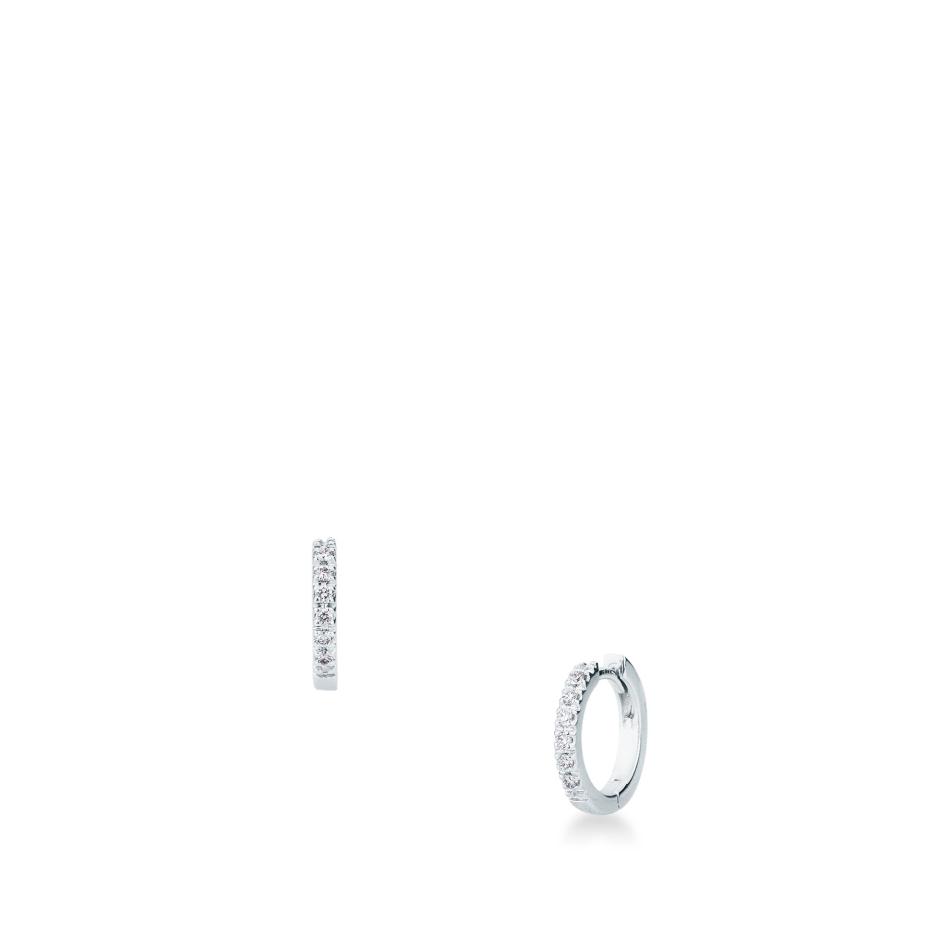 Paio Orecchini a scatto con Diamante in Oro Bianco