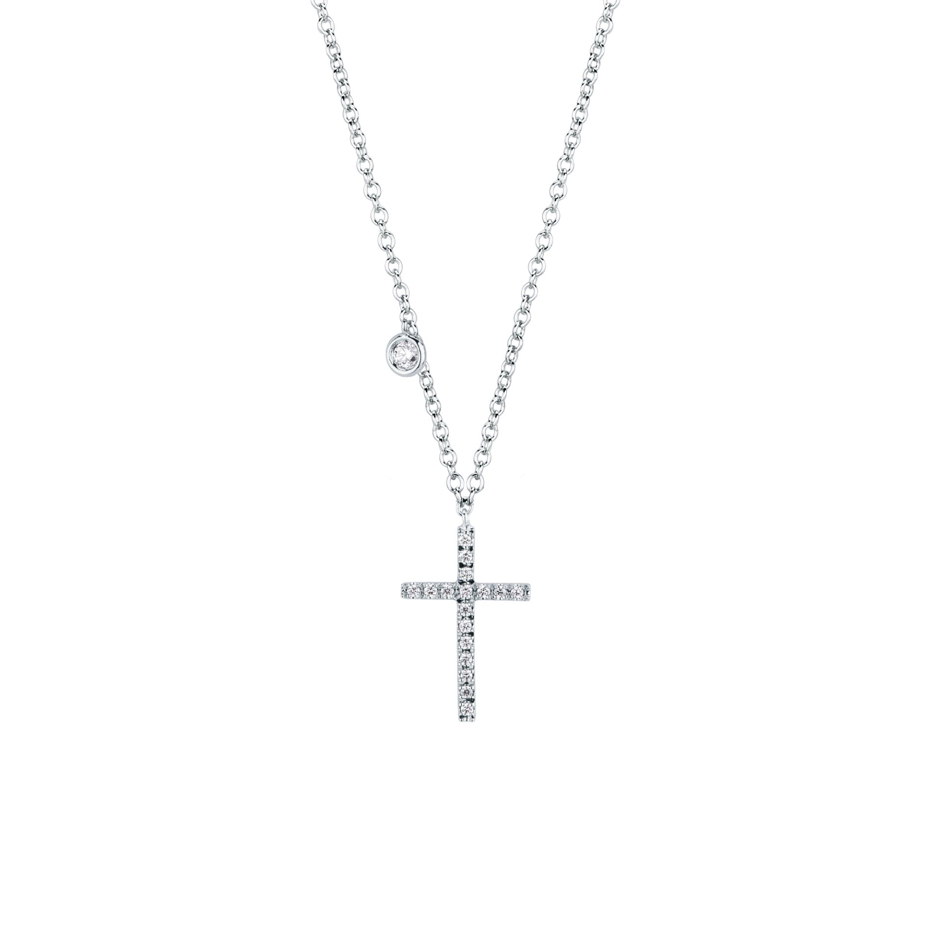 Collar con diamante en oro blanco