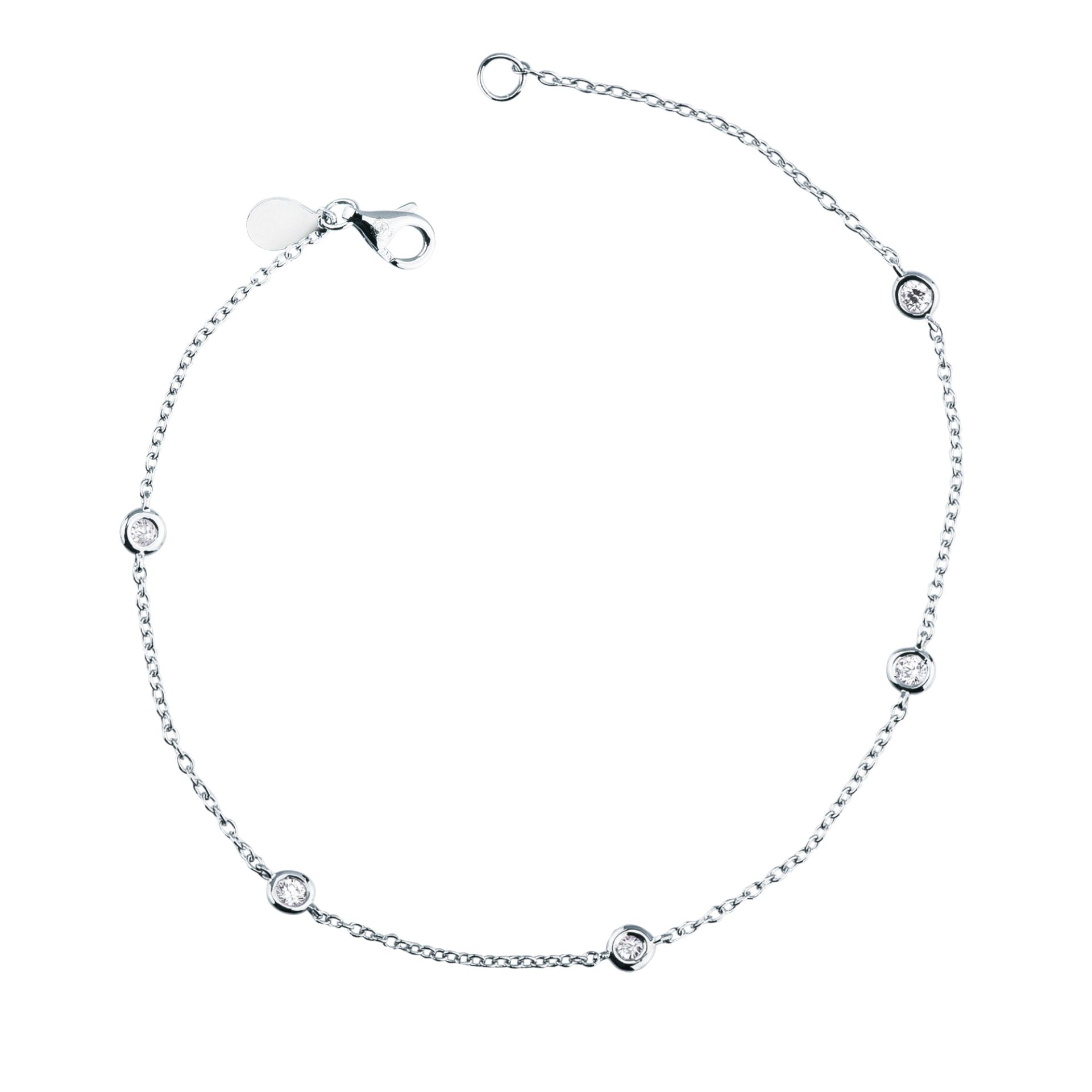 Pulsera con diamante en oro blanco