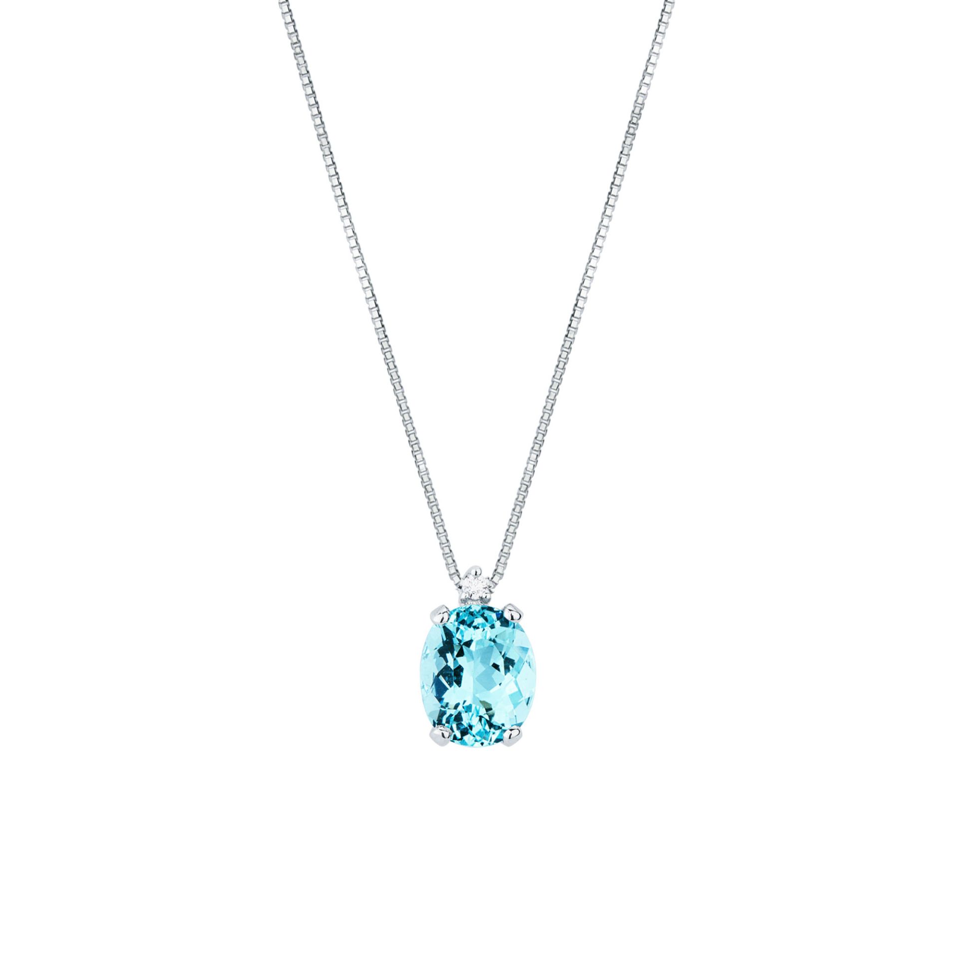 Collar con aguamarina y diamante en oro blanco