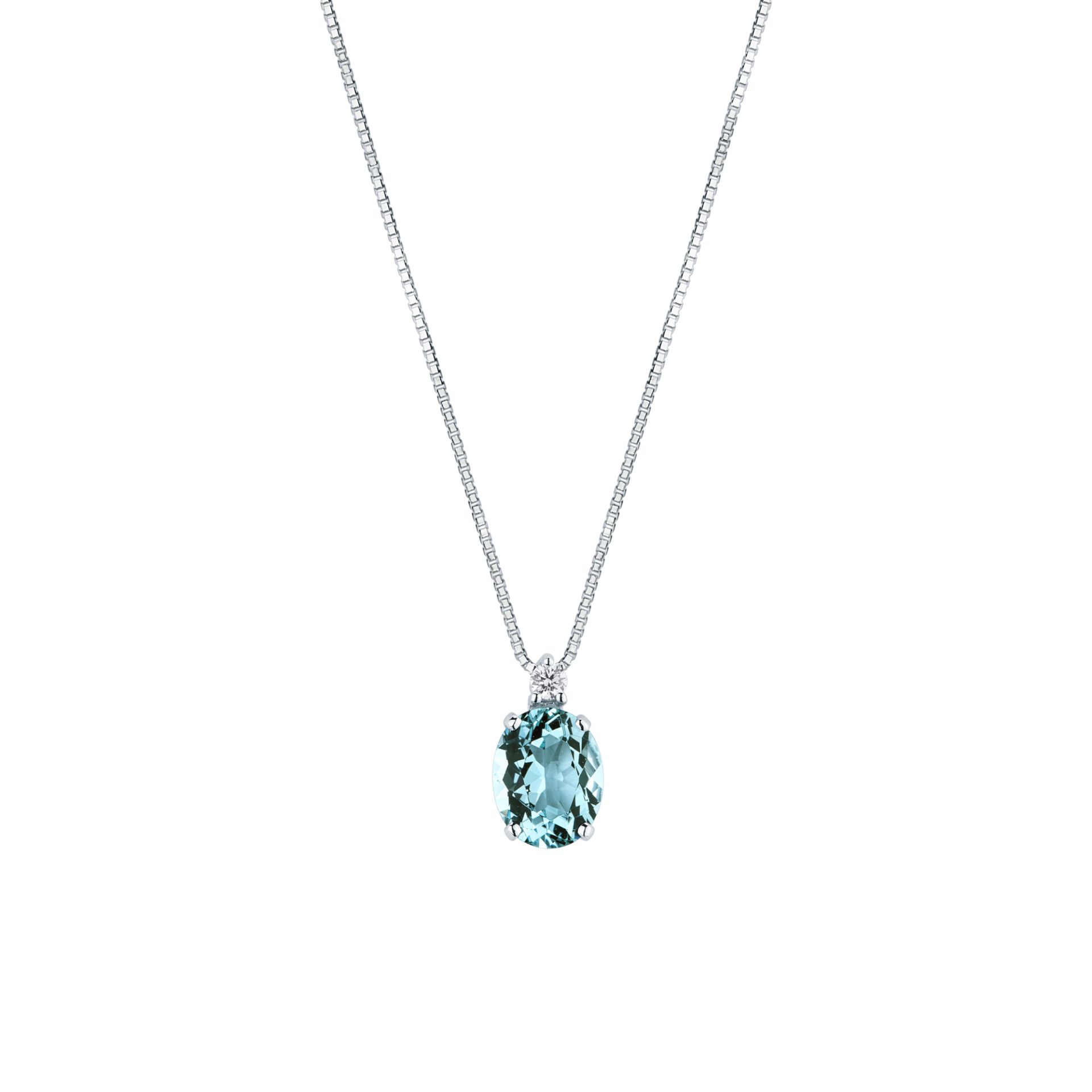 Collar con aguamarina y diamante en oro blanco