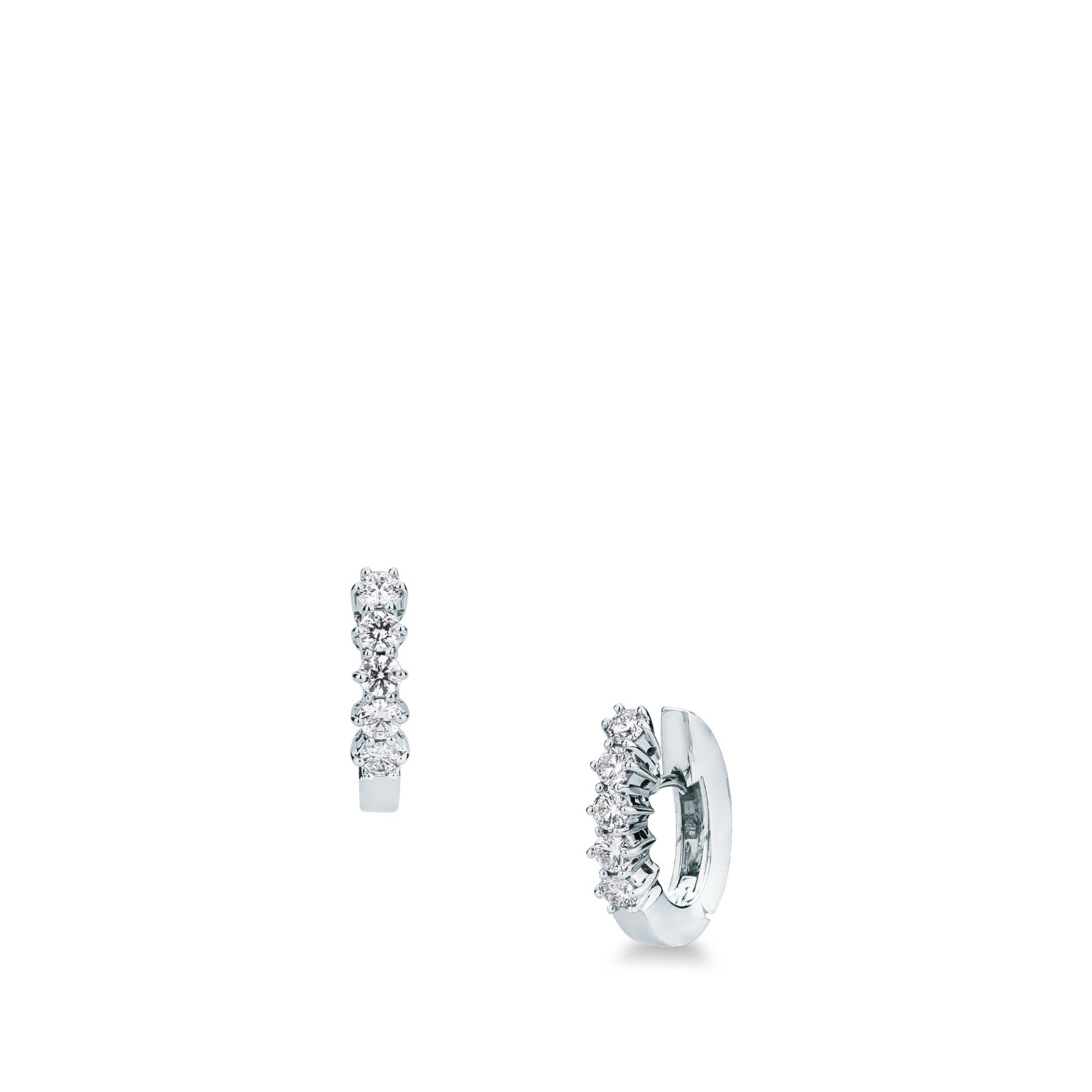 Pareja de pendientes de ballestilla con diamante en oro blanco