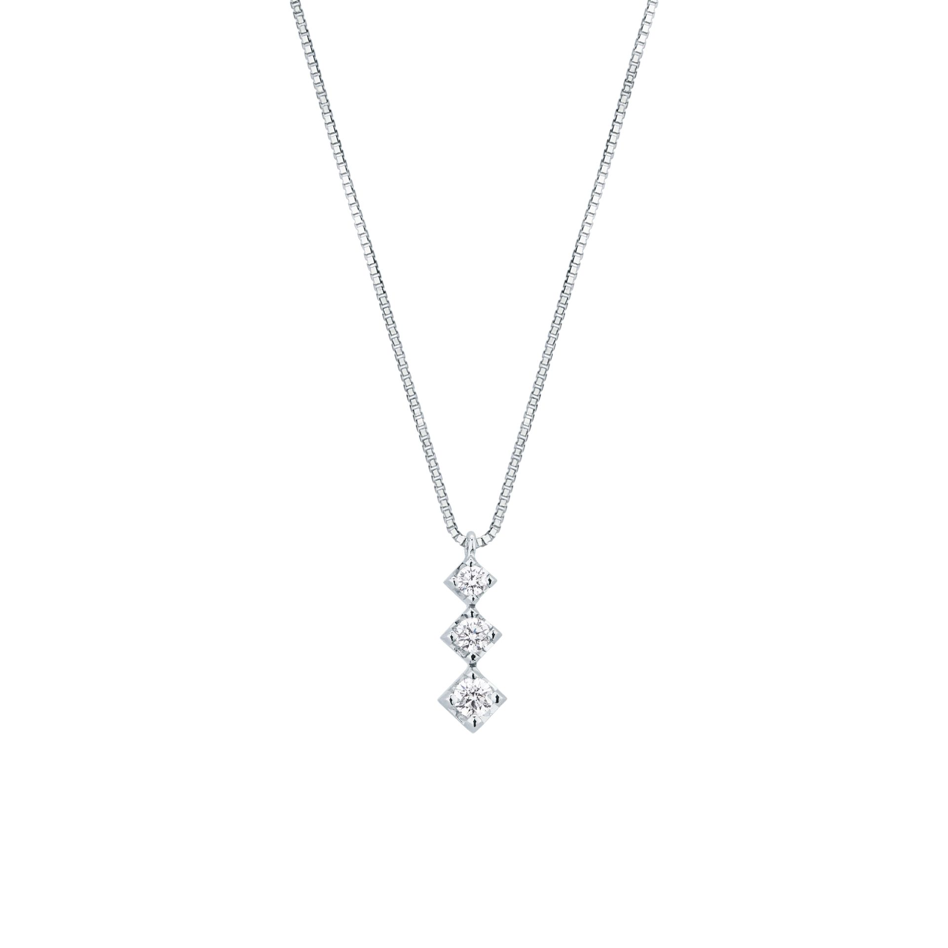 Collar con diamante en oro blanco